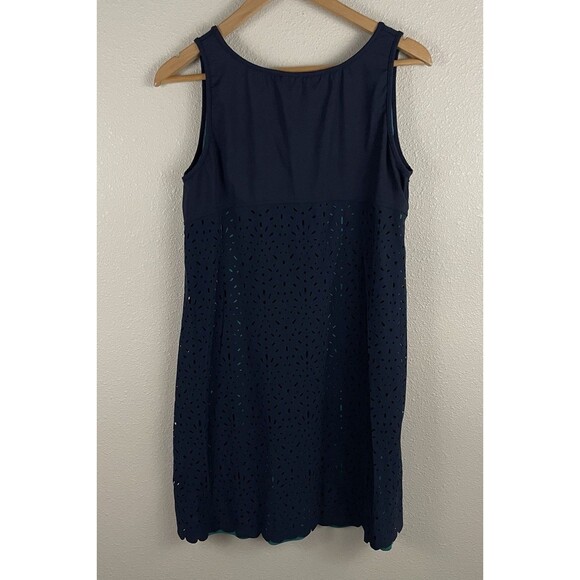 Title Nine Women's Illusion Women's L Nimblene Laser Cut Activewear Dress Blue - Picture 4 of 4